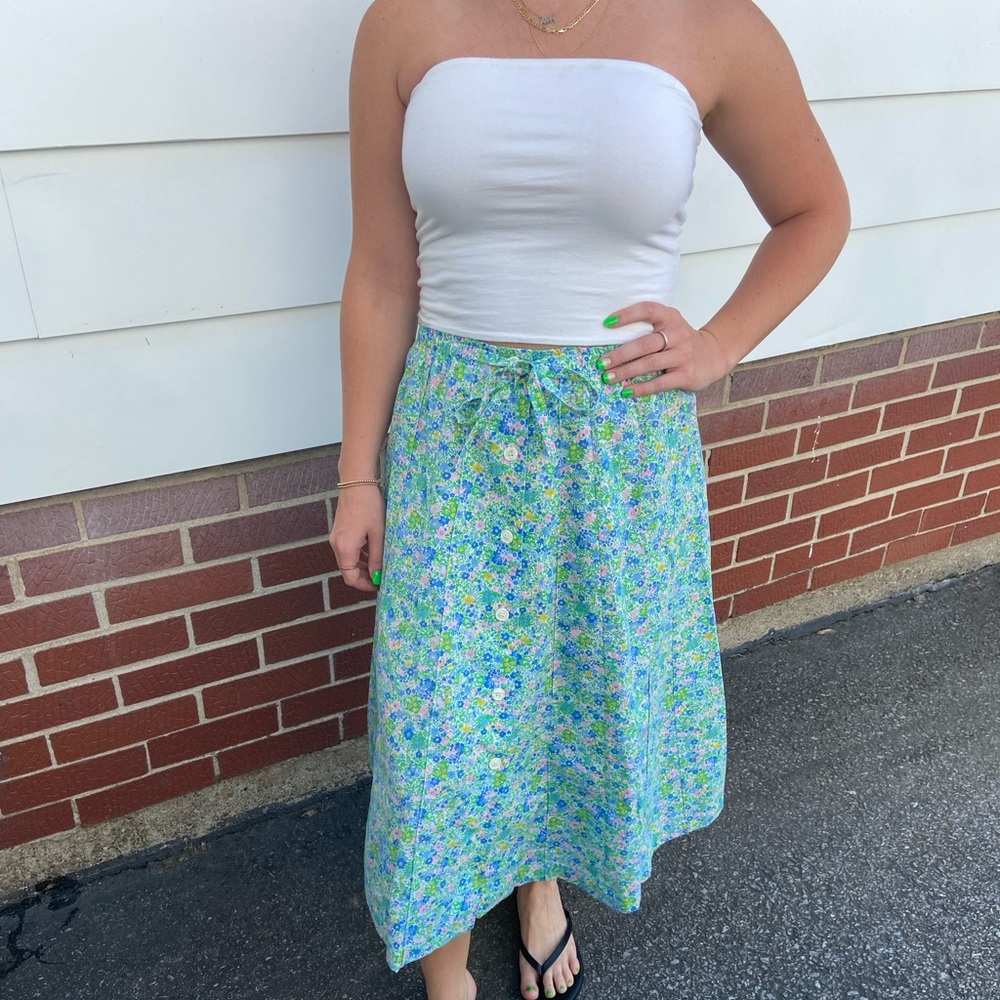 Vintage 80s Floral Full Skirt